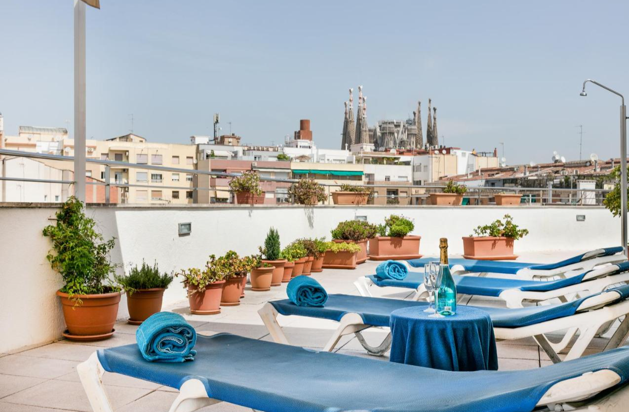 Uitzicht vanaf het dakterras van Hotel Aranea Barcelona