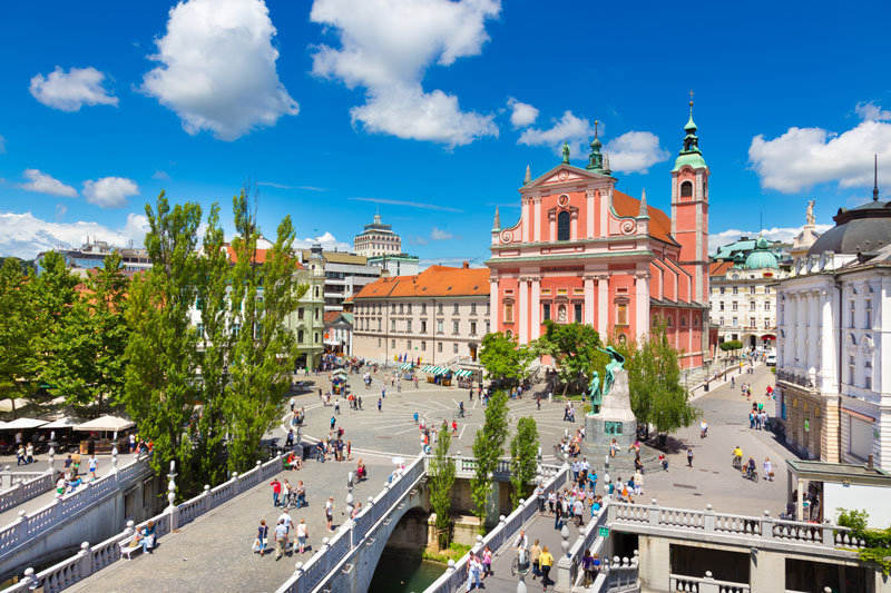 Ljubljana - Uitzicht op Prešerenplein