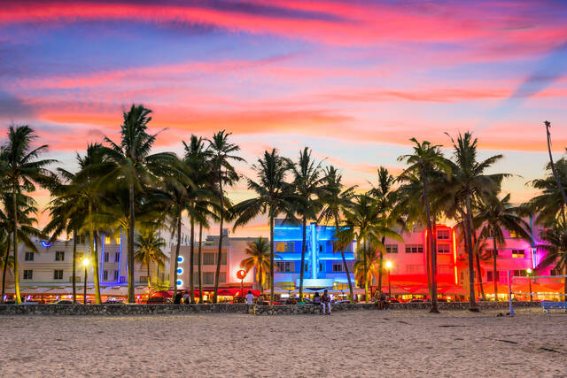 Art deco aan Ocean Drive in Miami Beach