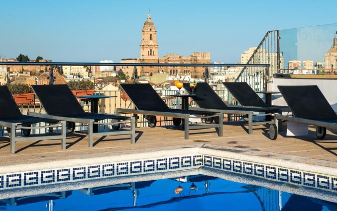 Zwembad en dakterras van hotel Salles Malaga Centro in Malaga