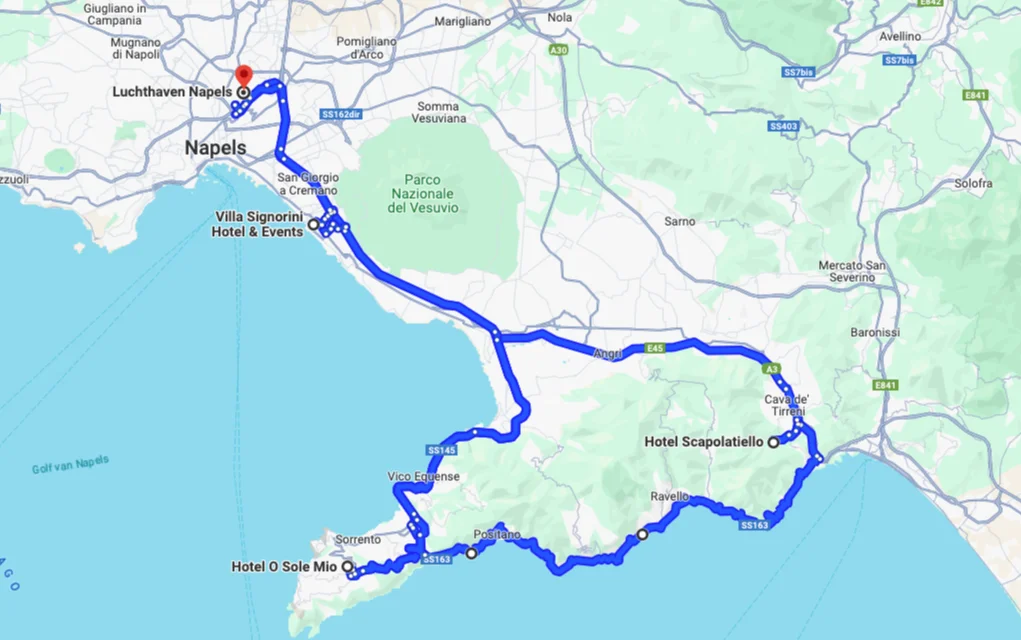 Route rondreis Amalfikust