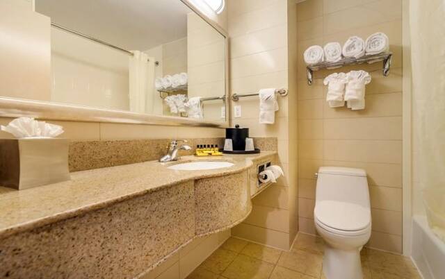 Badkamer van een tweepersoonskamer van Hotel Best Western Plaza in New York