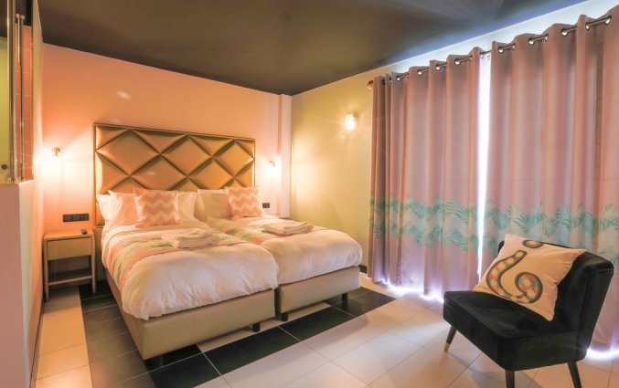 Slaapkamer van hotel Wi-Ki Woo op Ibiza
