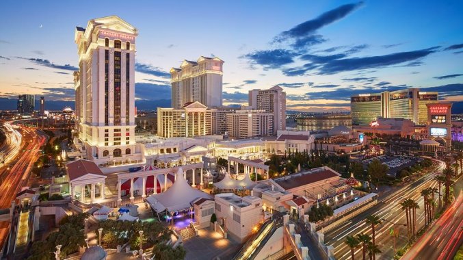 Uitzicht op Hotel en Casino Caesars Palace in Las Vegas