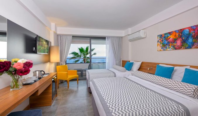 Slaapkamer van Hotel Floria Beach in Alanya