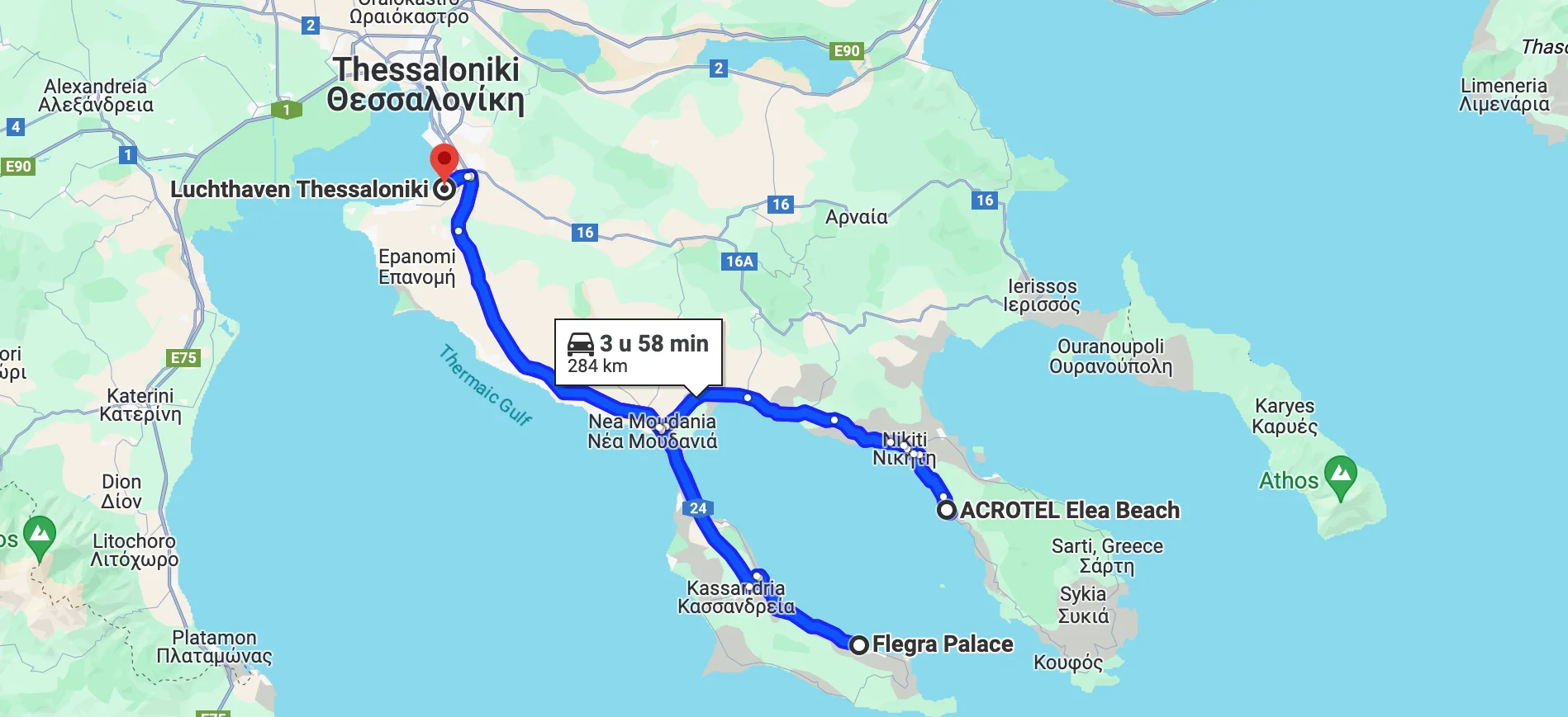 Route rondreis Chalkidiki