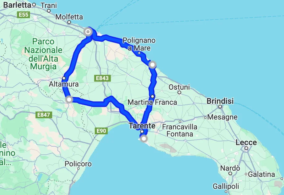 Rondreis Centraal Puglia route