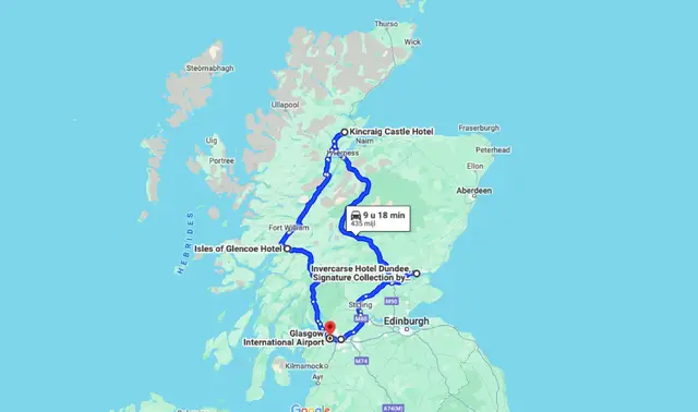 Avontuurlijke rondreis Schotland route