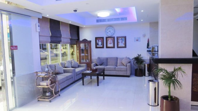 Lobby van Hotel Al Jawhara Metro in Dubai