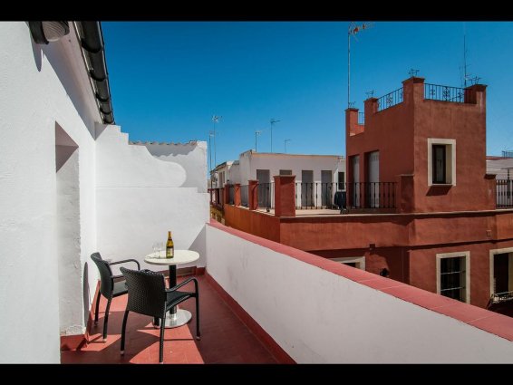 Balkon van kamer in Hotel Murillo in Sevilla