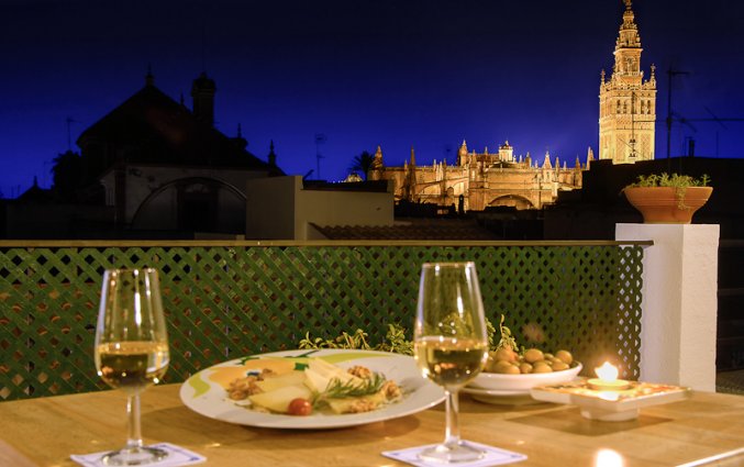 Uitzicht vanaf het dakterras van Hotel Murillo in Sevilla