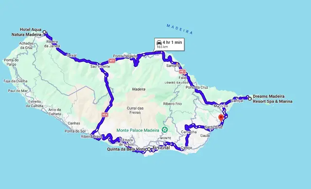 Kaart en route Luxe rondreis Madeira