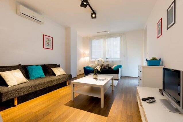 Woonkamer van een appartement van Sun Resort in Budapest