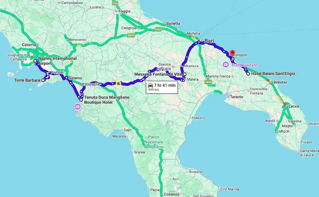 Rondreis Dolce Vita - route