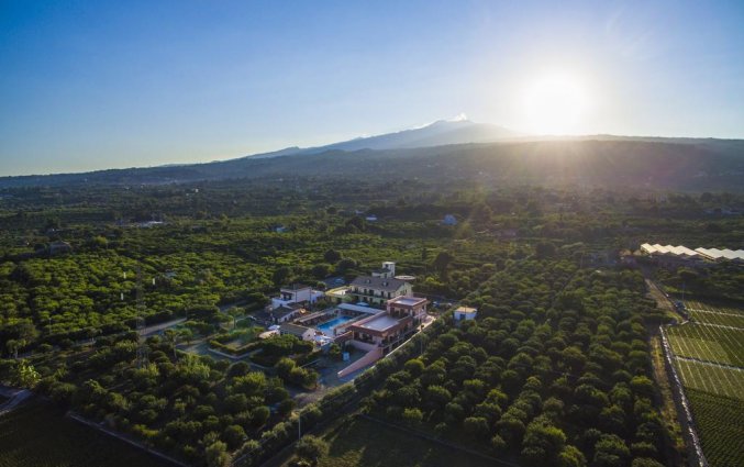 Uitzicht op vulkaan Etna vanuit Hotel La Terra dei Sogni op Sicilie