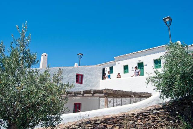 Aldeia da Pedralva - witte dorpshuizen met olijfboom