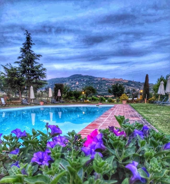 Relais Villa Baldelli - zwembad met bloemen