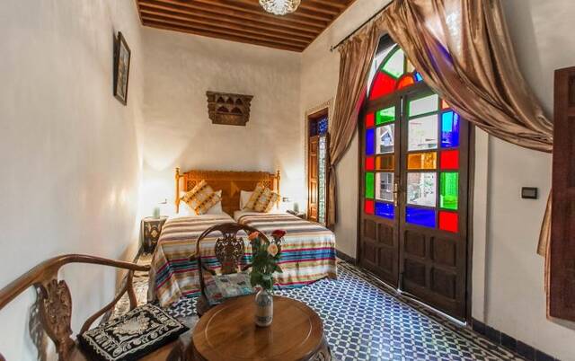 Tweepersoonskamer van Riad Dar Chrifa in Fez