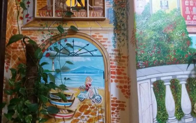 Muurkunst van Hotel Europeo Flowers Sea Napels